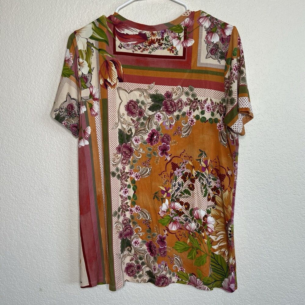Johnny Was Multicolor Floral Short Sleeve Tee - Picture 7 of 9